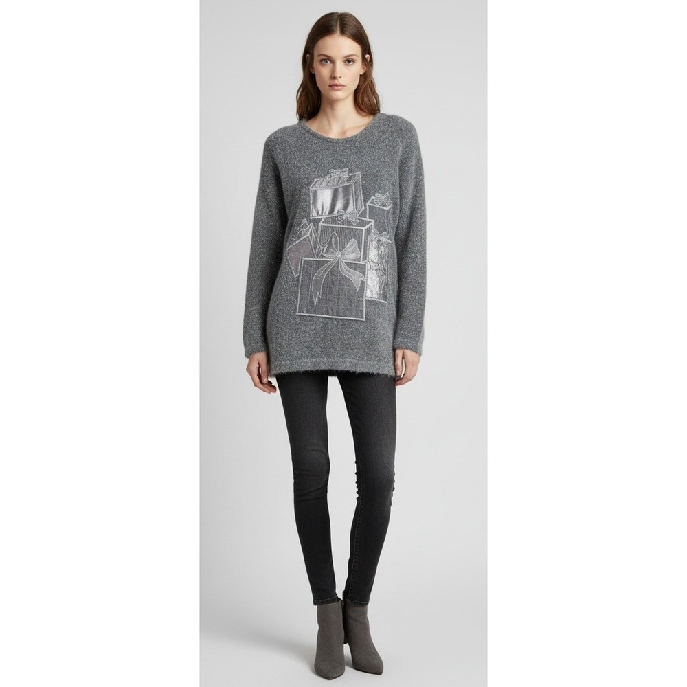 I.B. Diffusion Sweater Women's Size S Gray Silk Blend Present Gifts Rabbit Hair
